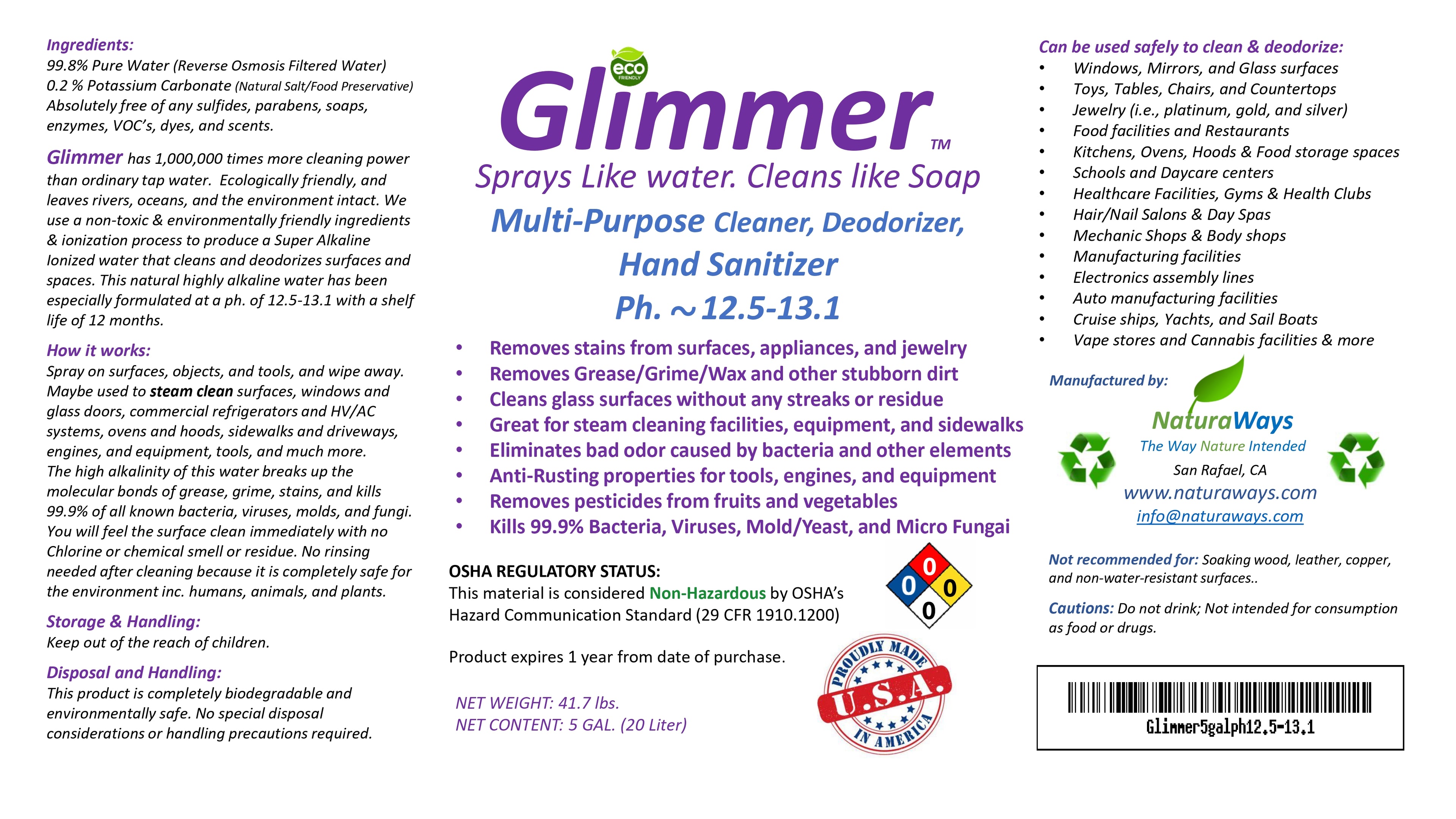 Glimmer Surface Cleaner – Natural, effective cleaning solution and disinfectant