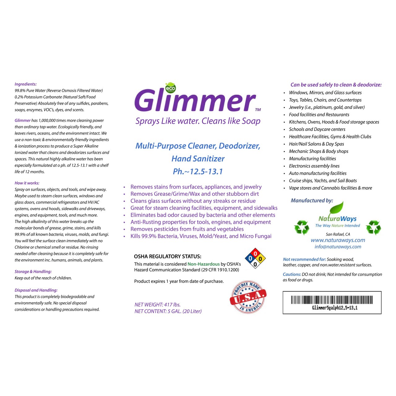 Glimmer Surface Cleaner – Natural, effective cleaning solution and disinfectant